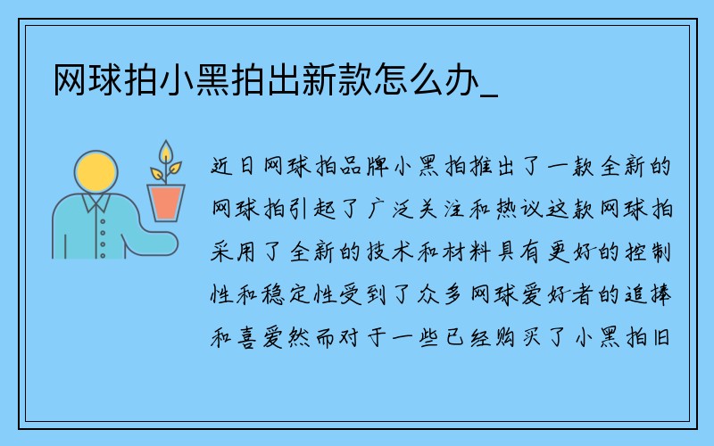 网球拍小黑拍出新款怎么办_