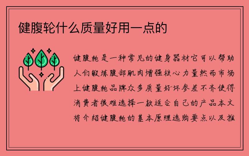 健腹轮什么质量好用一点的