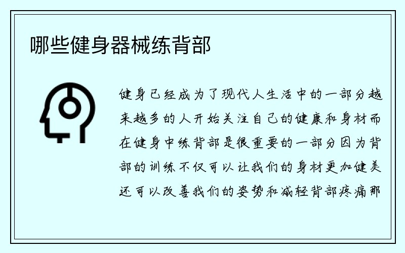 哪些健身器械练背部